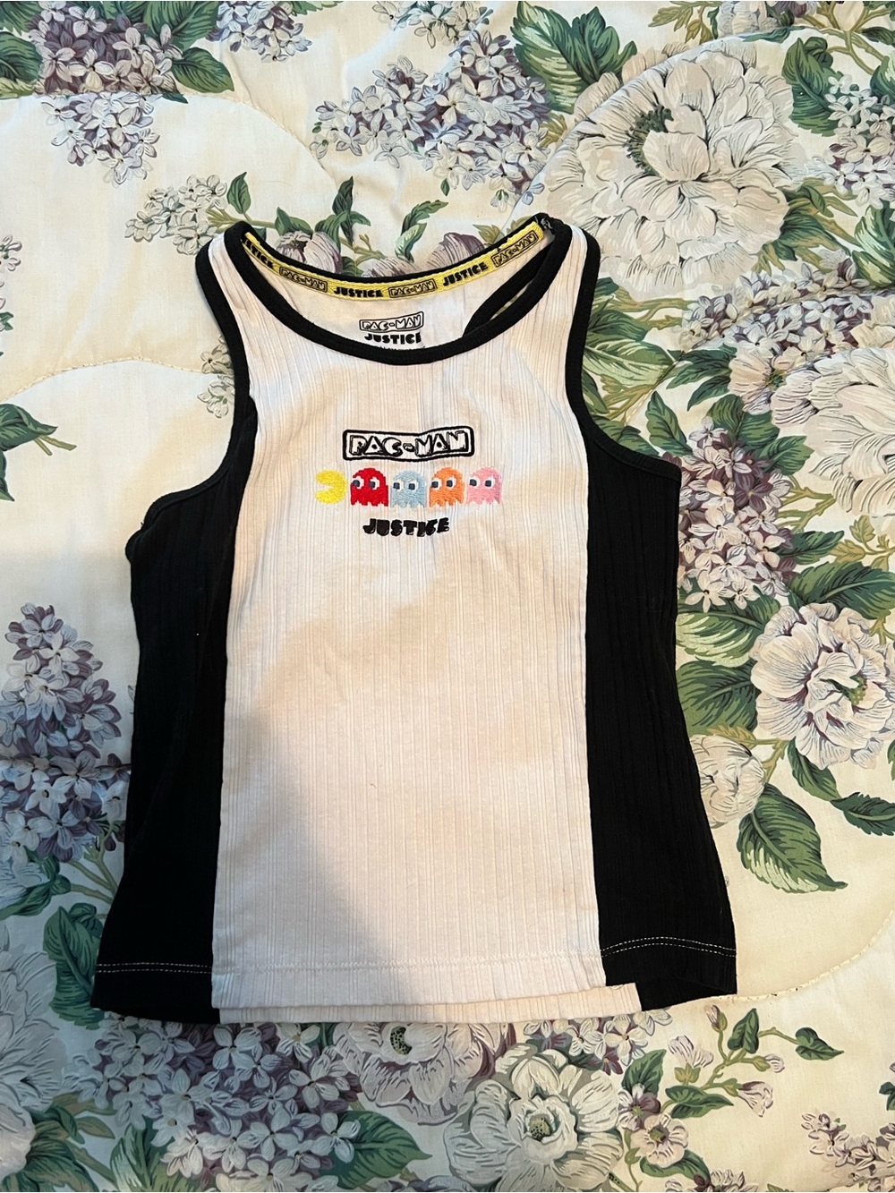 Pac-Man Girls Justice Tank Top White Black Size Small